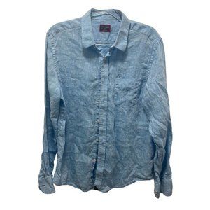 UNTUCKit 100% Linen Slim Fit Button Up Shirt  Blue Mens Sz Large